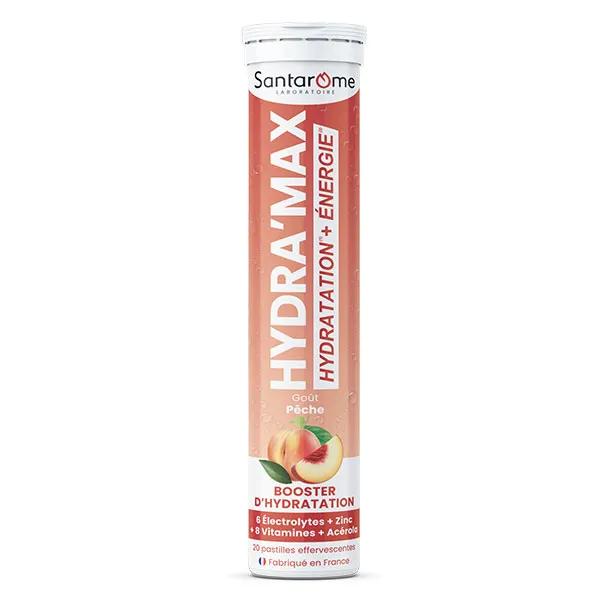 Santarome - Hydra'max - Solution d'hydration - Thé Pêche - 20 comprimés