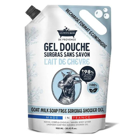 Les Petits Bains de Provence Nachfüllpackung Eco-Duschgel Ziegenmilch (900 ml)