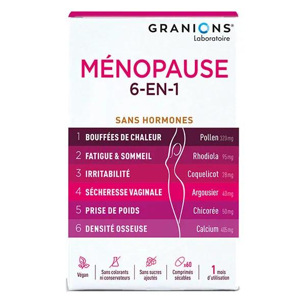 Granions - Ménopause 6-en-1 - Ménopause et Pré-Ménopause - 60 comprimés 1 mois