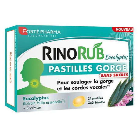 Forté Pharma RinoRub Pastilles Gorge Eucalyptus Sans sucres 24 pastilles