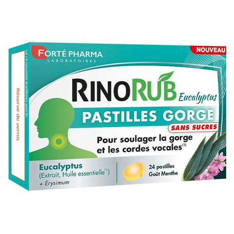 Forté Pharma RinoRub Halspastillen Eukalyptus Zuckerfrei 24 Pastillen