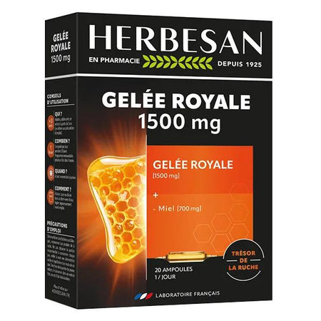 Herbesan Gelée Royale 1500mg 20 ampoules de 10ml