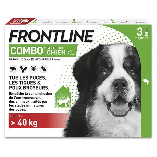 Frontline Combo chien 40-60kg - Anti-puces anti-tiques pour chien XL - 3 pipettes