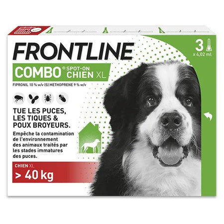 Frontline Combo chien 40-60kg - Anti-puces anti-tiques pour chien XL - 3 pipettes