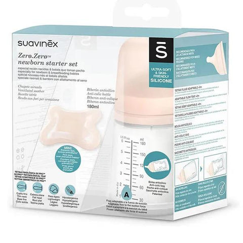 Suavinex Set Zerø.Zerø Biberon A + Sucette -2/2 mois 180ml