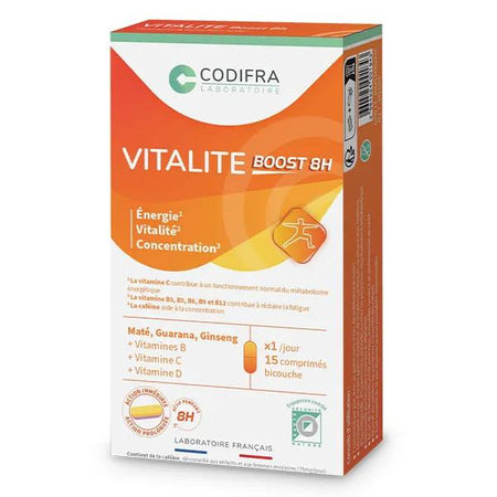 Codifra Vitalité Boost 8H Energie Concentration 15 comprimés