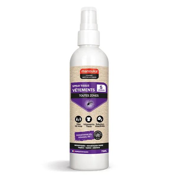 Manouka Tissu/Vêtements Spray Insecticide 75ml