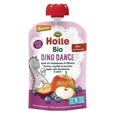 Holle Dino Dance Gourde Pomme Myrtille Pruneau Bio (100g)