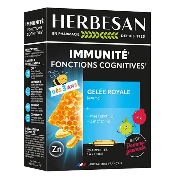Herbesan Gelée Royale Miel Zinc Adultes et Enfants 20 ampoules de 10ml
