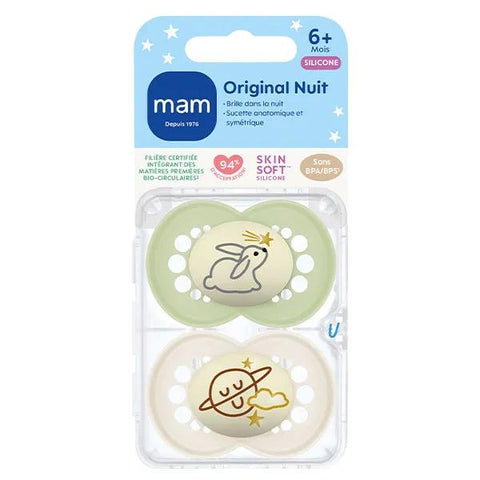 MAM Original Night Silikonschnuller ab 6 Monaten, Doppelpack