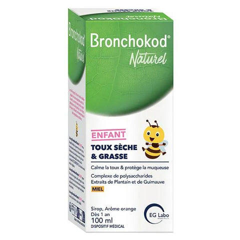 Bronchokod natural children Dry & wet cough-Orange flavour-100 ml bottle