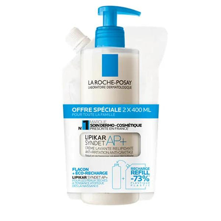 La Roche Posay Lipikar Syndet AP+ Crème lavante relipidante lot Eco-Recharge + flacon 400ml
