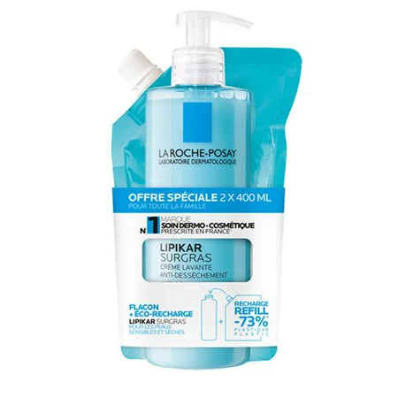 La Roche Posay Lipikar Surgras Crème lavante anti-dessèchement Lot éco-recharge + flacon 400ml