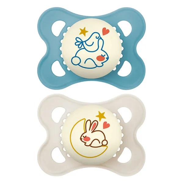Mam Sucettes Original Nuit 2 à 6 mois Silicone Coloris aléatoire X2