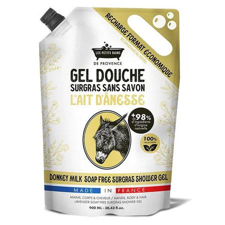 Les Petits Bains de Provence Recharge format Eco Gel Douche Lait d'Anesse 900 ml