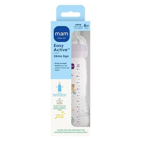 MAM Easy Active Babyflasche 2. Alter "Verziert" Lila Sauger Durchfluss X (330 ml)