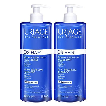Uriage DS Hair Shampooing Doux Équilibrant Apaisant 500ml - Lot de 2