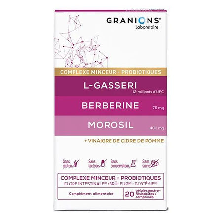 Granions Complexe Minceur Probiotiques - L-Gasseri - Morosil - Berberine - 20 gélules + 20 comprimés