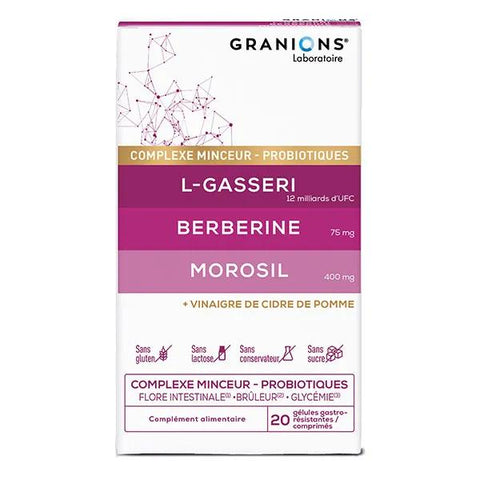 Granions Schlankheitskomplex Probiotika - L-Gasseri - Morosil - Berberin - 20 Kapseln + 20 Tabletten