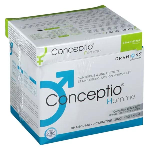 Granions Conceptio Lot spécial fertilité couple Homme 90 capsules et 30 sachets + Femme 30 gélules et 30 capsules