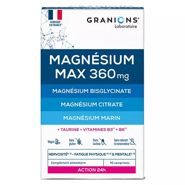 Granions Magnésium Max 360 mg Réduit le Stress, fatigue - Action 24h - 90 comprimés