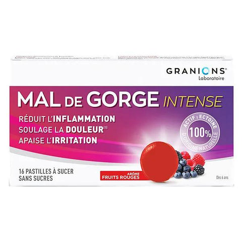 Granions Halsschmerzen Intensiv Medizinprodukt Rote Früchte 16 Lutschtabletten