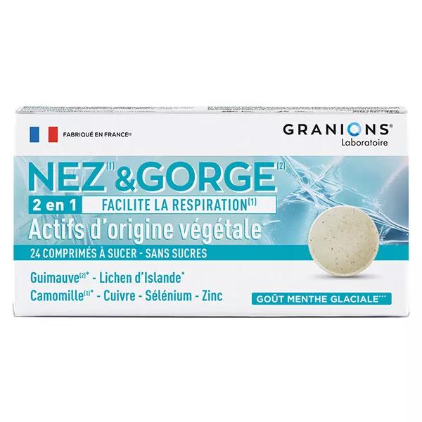 Granions Nez&Gorge Confort Respiratoire Goût Menthe 24 comprimés à sucer