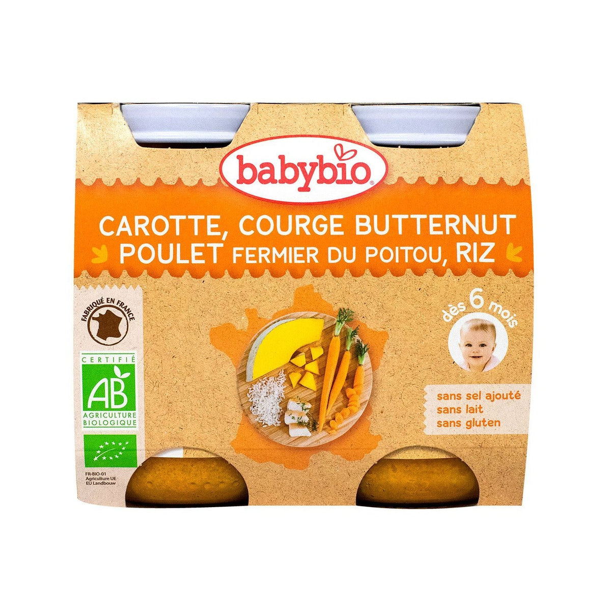 Babybio Menu Légumes/Poulet/Riz (2 x 200 g)
