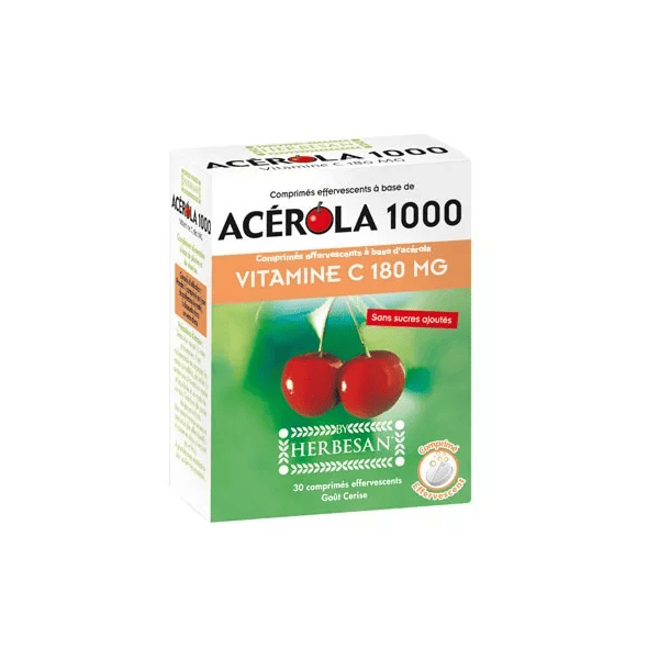 Herbesan Acérola 1000 et vitamine C 180 mg (30 comprimés effervescents)