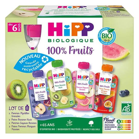 Hipp Gourdes Multipack 4 variétés dès 6 mois 8x90g