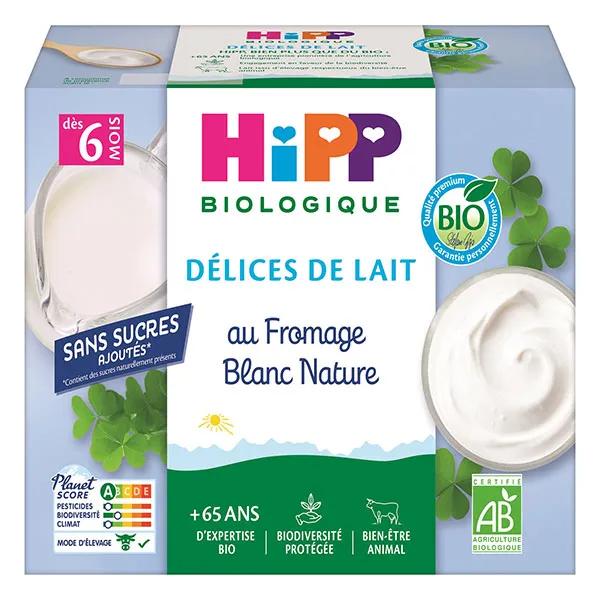 Hipp Fromage Blanc Nature dès 6 mois 4 Coupelles x100g