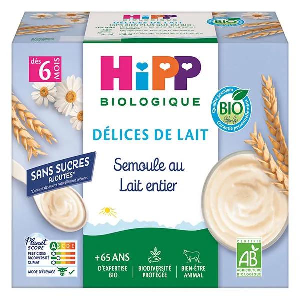 Hipp Semoule au lait entier dès 6 mois Coupelles 4 x100g