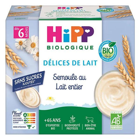 Hipp Whole Milk Semolina from 6 months Pots 4 x 100g