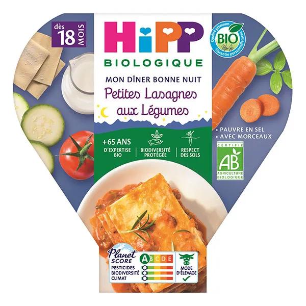 Hipp Bio Mon Dîner Bonne Nuit Assiette Petites Lasagnes aux Légumes +18m 260g