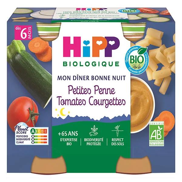 Hipp Bio Mon Dîner Bonne Nuit Bol Petites Penne Tomates Courgettes +6m 2 x 190g