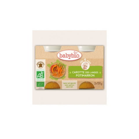 Babybio Gemüse-Brei Karotte Kürbis +4 Monate Bio 2 x 130g