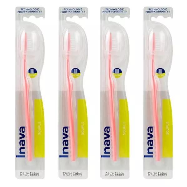 Inava 20/100 brosse à dents souples Lot de 4