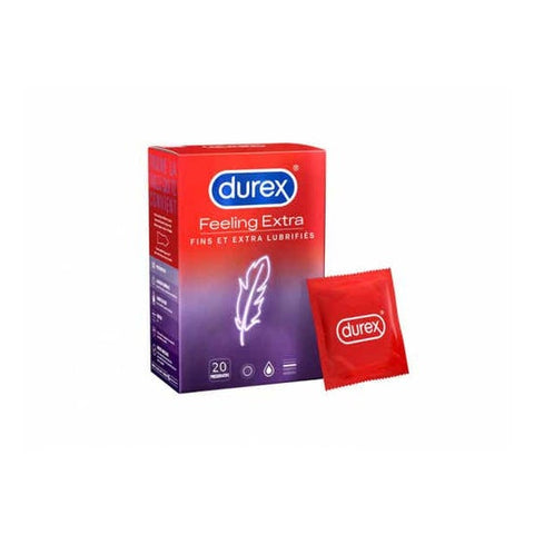 Durex Feel Thin Extra Lubricated Condoms - 20 Fine and Extra Lubricated Condoms