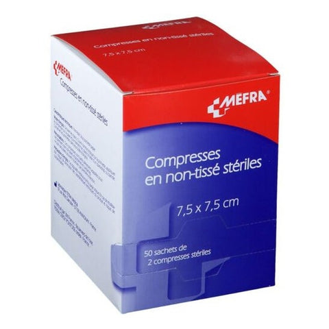 Mefra Compresses Stériles Non Tissé 7,5x7,5cm 2x50 Sachets