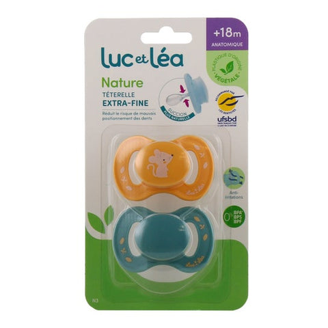Luc et Léa Nature Anatomical Pacifier Mouse +18 Months 2 Units