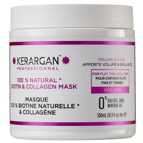 Kerargan Masque volumisant à la biotine et collagène pour cheveux fins (500 ml)