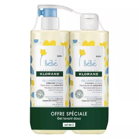 Klorane Bébé Calendula Sanftes Waschgel 2 x 500ml Vorteilspackung