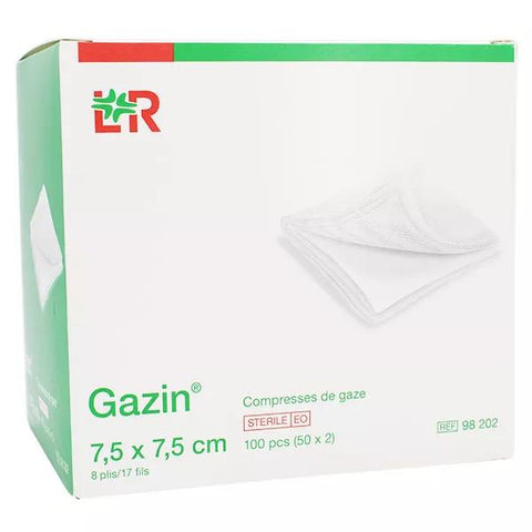 L&R Gazin Sterile Gaze-Kompressen 7,5 x 7,5 cm 50 x 2 Kompressen