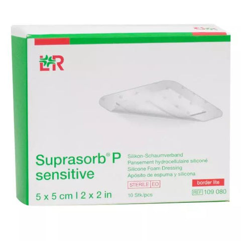 L&R Suprasorb P Sensitive Border Lite 5cm X 5cm 10 Stück