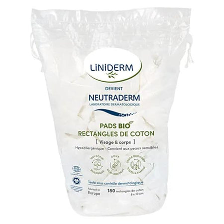 Neutraderm Pads Bio Rectangle de Coton 8 x 10 cm 180 unités