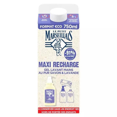 Le Petit Marseillais Recharge Gel Lavant Mains Pur Savon et Lavande 500 ml