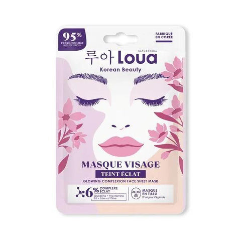 LOUA K-Beauty Masque coréen visage en tissu teint éclat