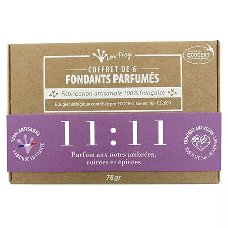 Lov'FROG Coffret Fondant Parfumé Parfum d'Ambiance 11:11 Ambré Cuivré Épicé Bio 6 unités