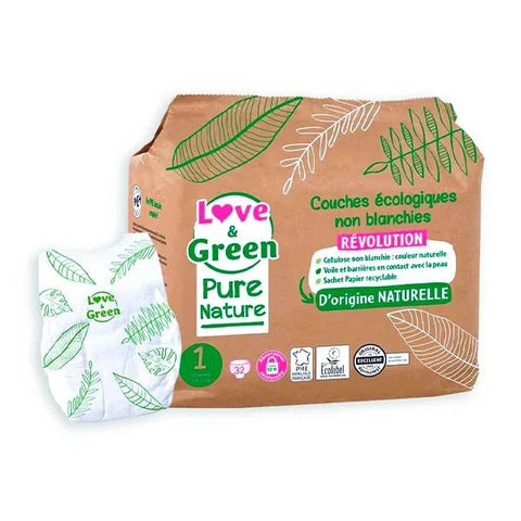 Love & Green Change Bébé Pure Nature Windel Ökologisch Größe 1 32 Stück