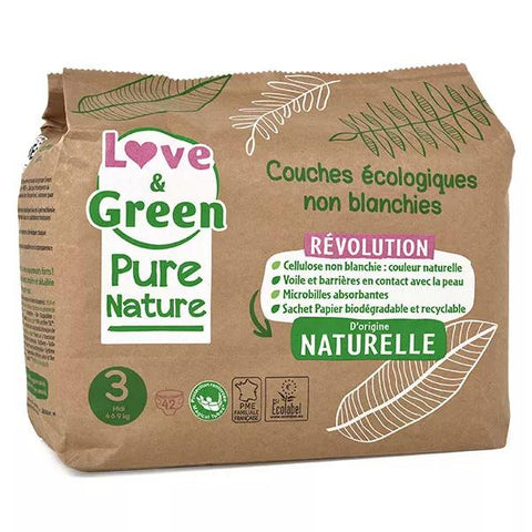 Love & Green Pure Nature Babywindel Ökologisch Größe 3 42 Stück